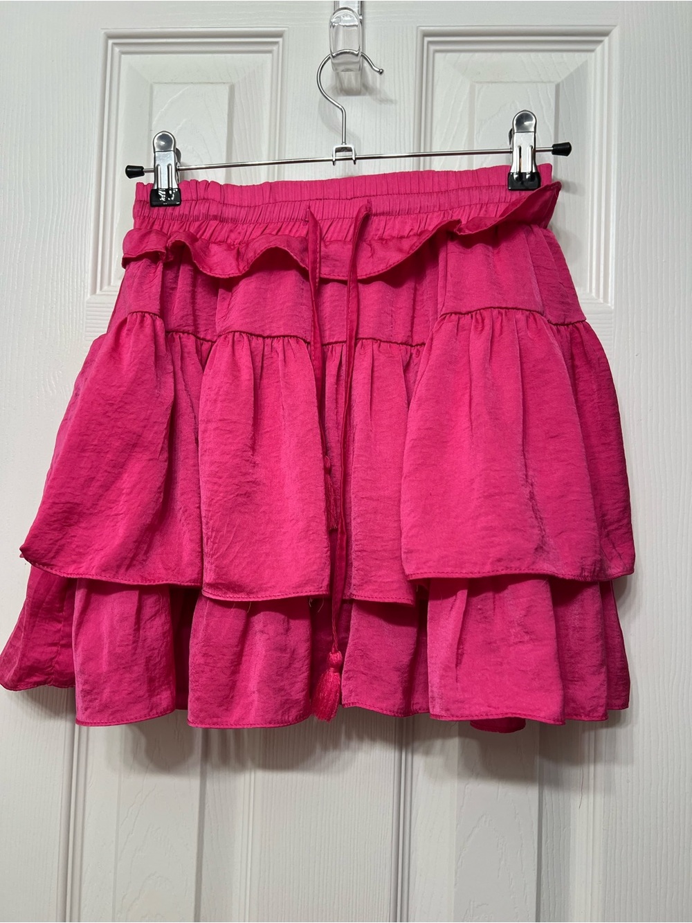 Ruffled Tiered Mini Skirt in Hot Pink